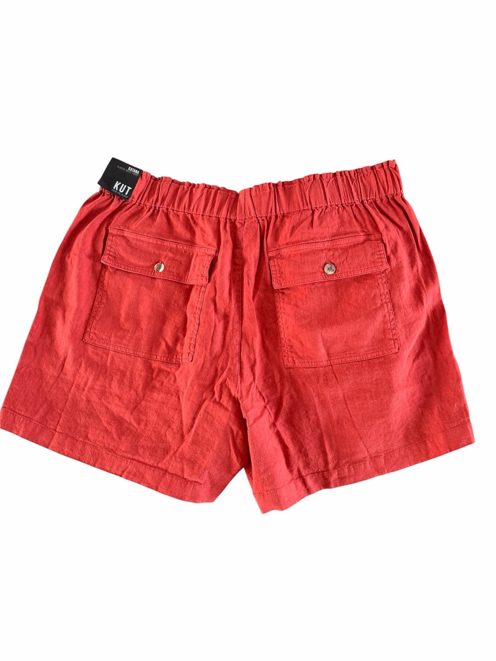 Kut from the Kloth Coral-Red Drawstring Linen Shorts - Picture 3 of 7